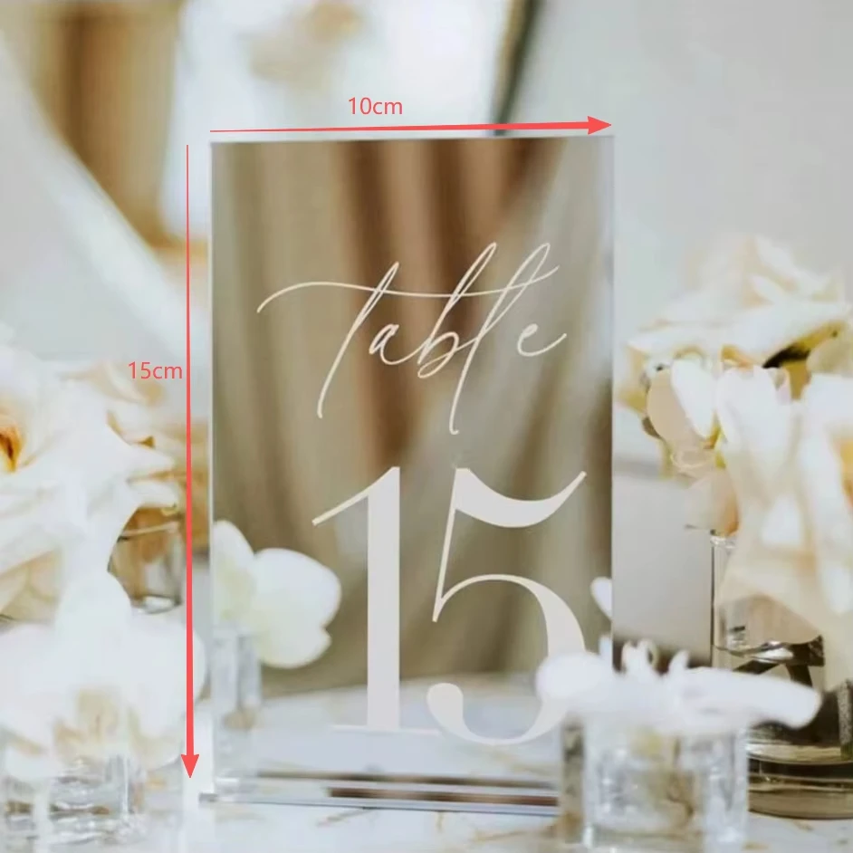 Modern Table Numbers - Wedding Table Numbers - Gold Mirror Table Signs - Wedding Table Decor - Reception Signage