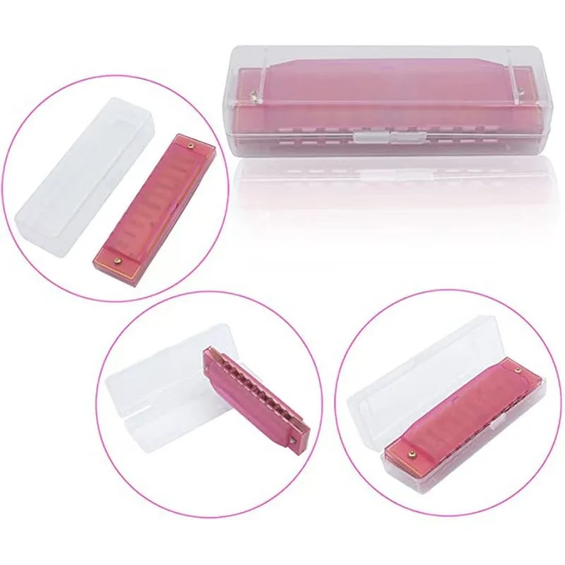 Mundharmonika-Taste von C, 10-Loch, diatonische, durchscheinende Mundharmonika C mit Etui für Anfänger, Studenten, Kinder, Geschenk mit Etui