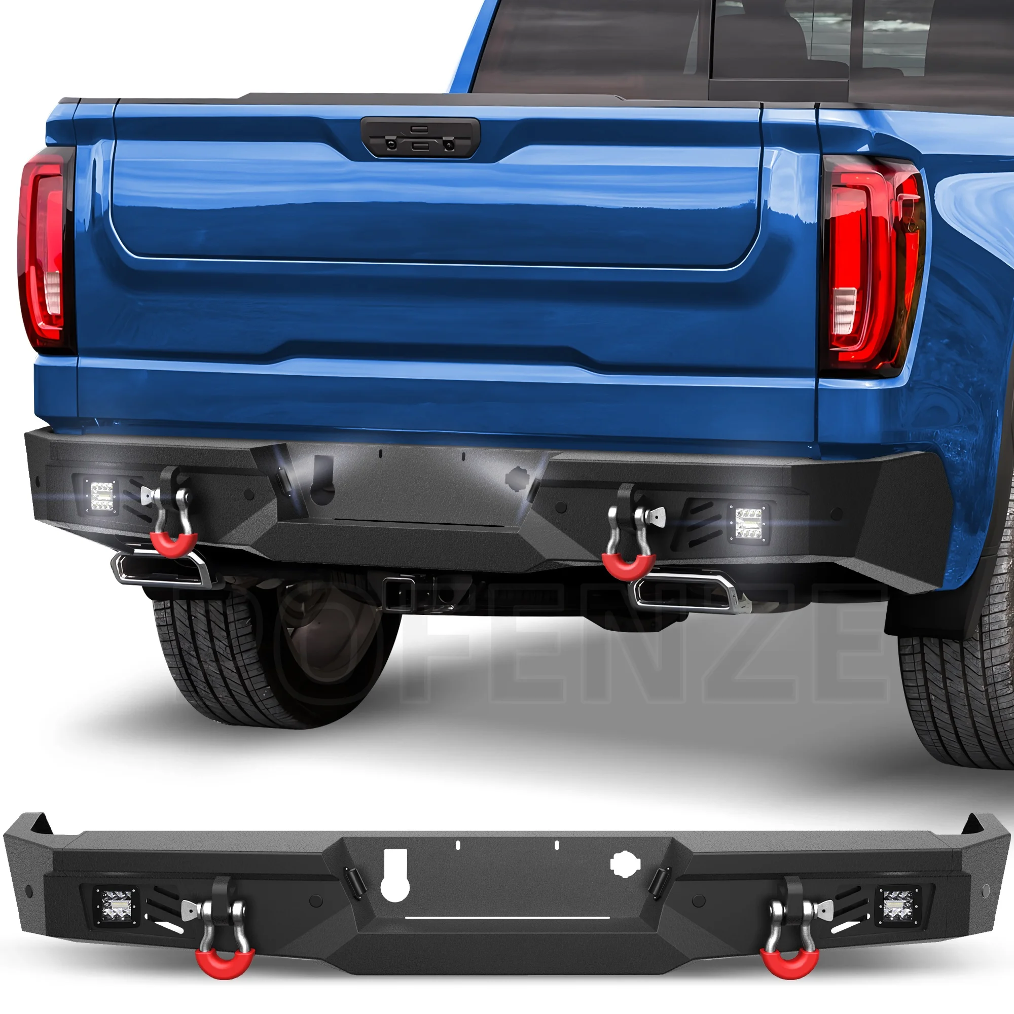 

2019-2024 Chevy Silverado/GMC Sierra 1500 Rear Bumper, Electrophoretic Process, Powder Coating,Exterior Vehicle Accessories