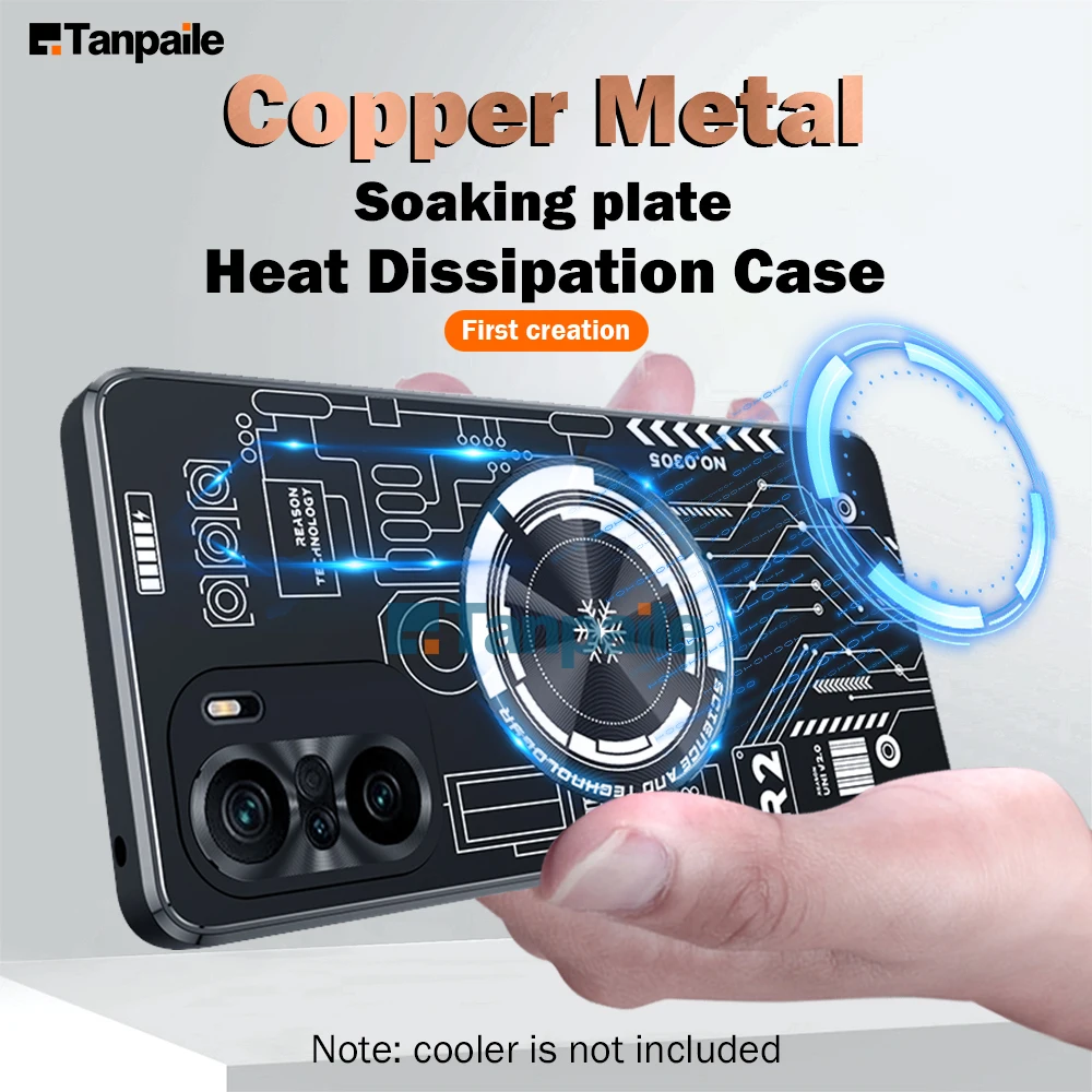 Tanpaile Magnetic Cooling Phone Case For Redmi K40 Pro POCO F3 Mi 11i 5G Shockproof Copper Heat Dissipation Metal Back Cover