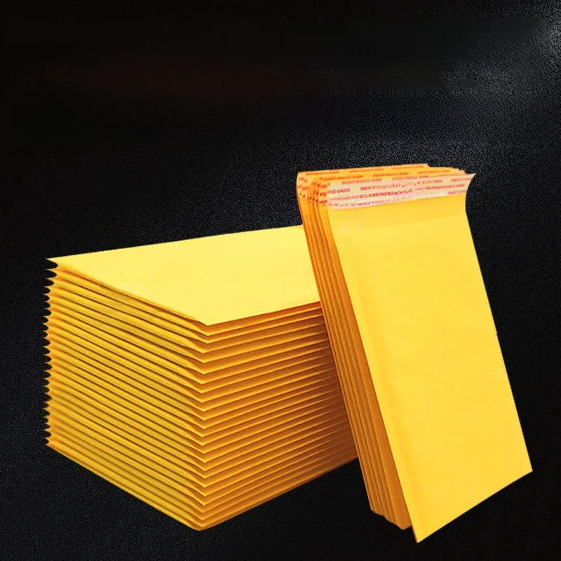 100 pièces/lot enveloppes à bulles en papier Kraft sacs Mailers enveloppe d'expédition rembourrée avec sac d'expédition à bulles différentes tailles jaune