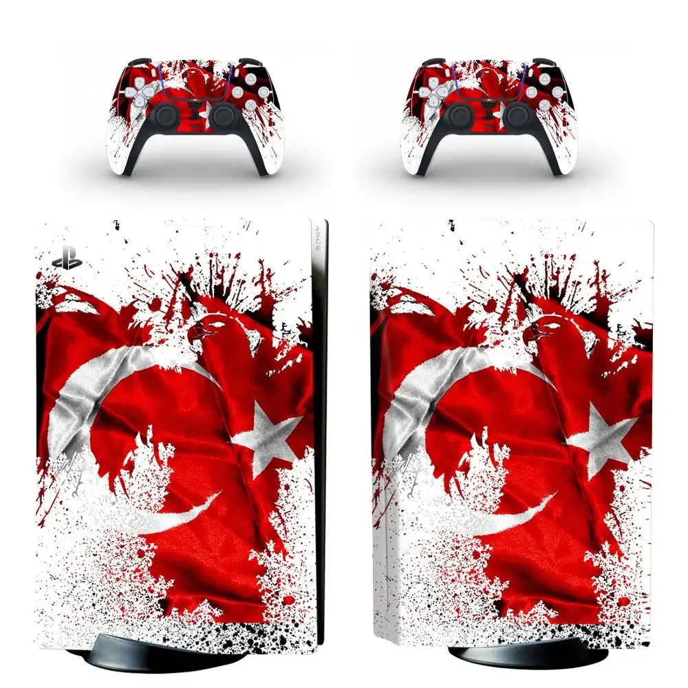 Autocollant de peau drapeau turc PS5, édition disque Standard, couverture pour Console et contrôleurs PS5, autocollant de peau en vinyle