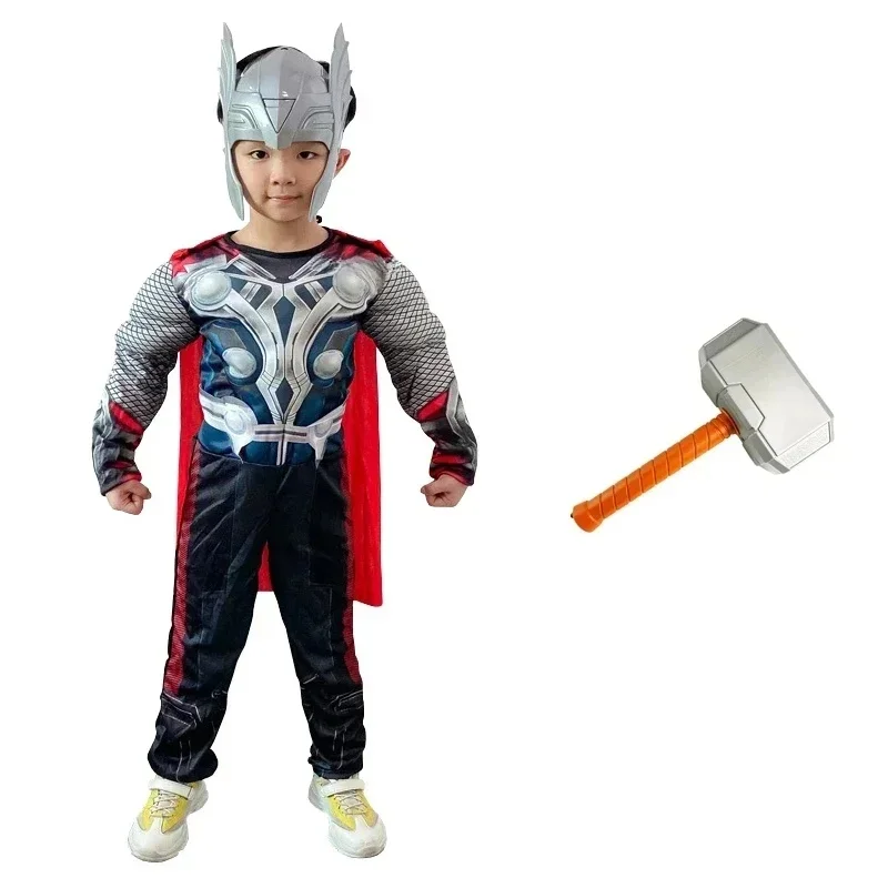 Thor Muscle Anime Smile Hero Cosplay Costume, Combinaison, Marteau Everak, Ensemble Complete, Costumes d'Halloween et de Carnaval — 2