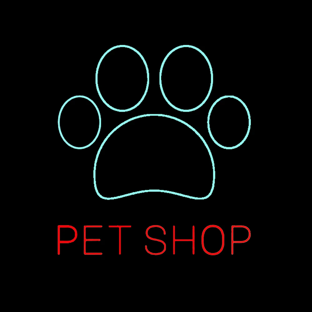 

Pet Shop Footprint Neon Sign Light Custom Handmade Real Glass Tube Dog Cat Store Decor Display Advertise Lamp Gift 14"X17"