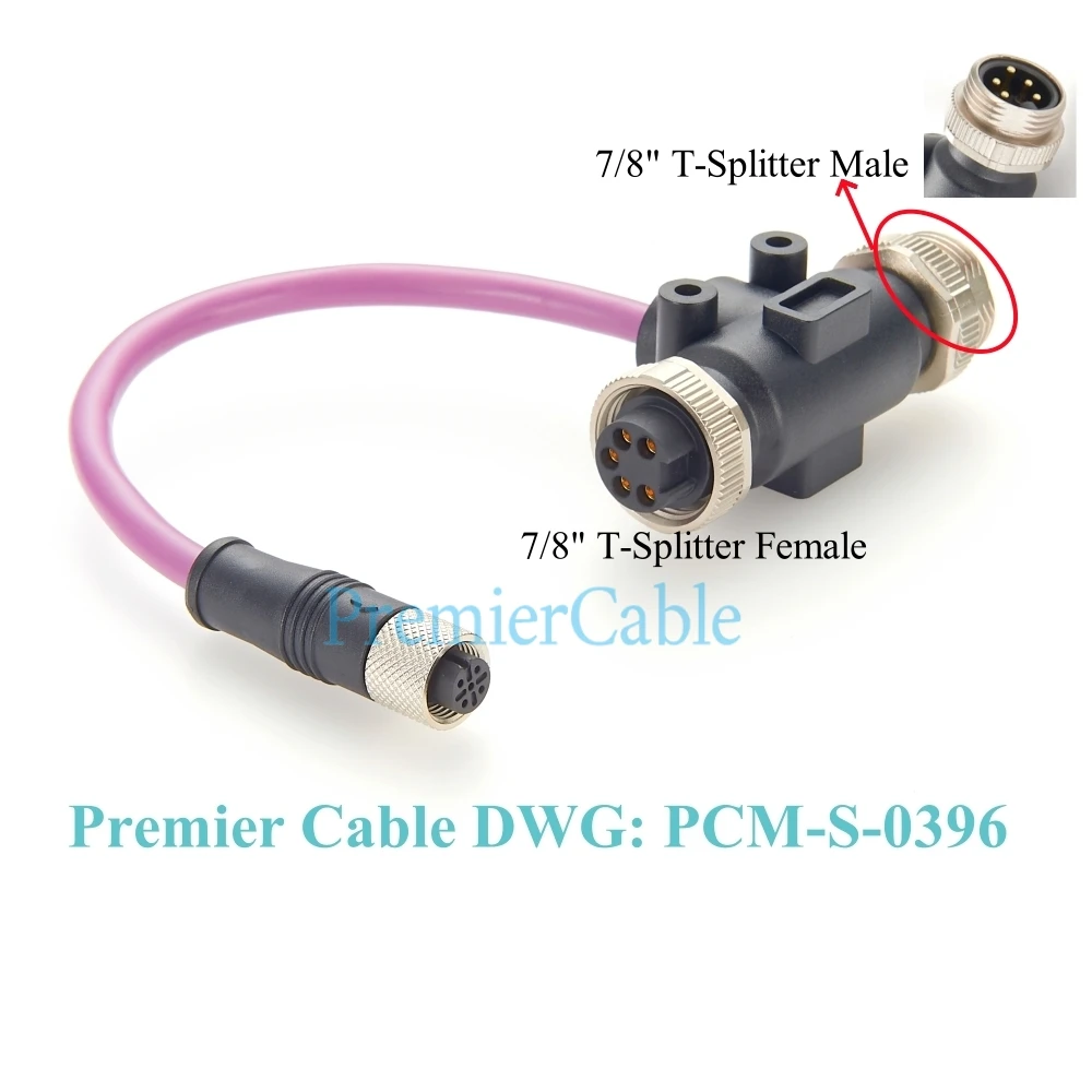 3-Wege-7/8"-zu-M12-T-Verbinder Verlängerungskabel Devicenet-Adapter Y-Splitter 7/8" Stecker auf Buchse für CANopen CANbus NMEA2000 – Detail 4