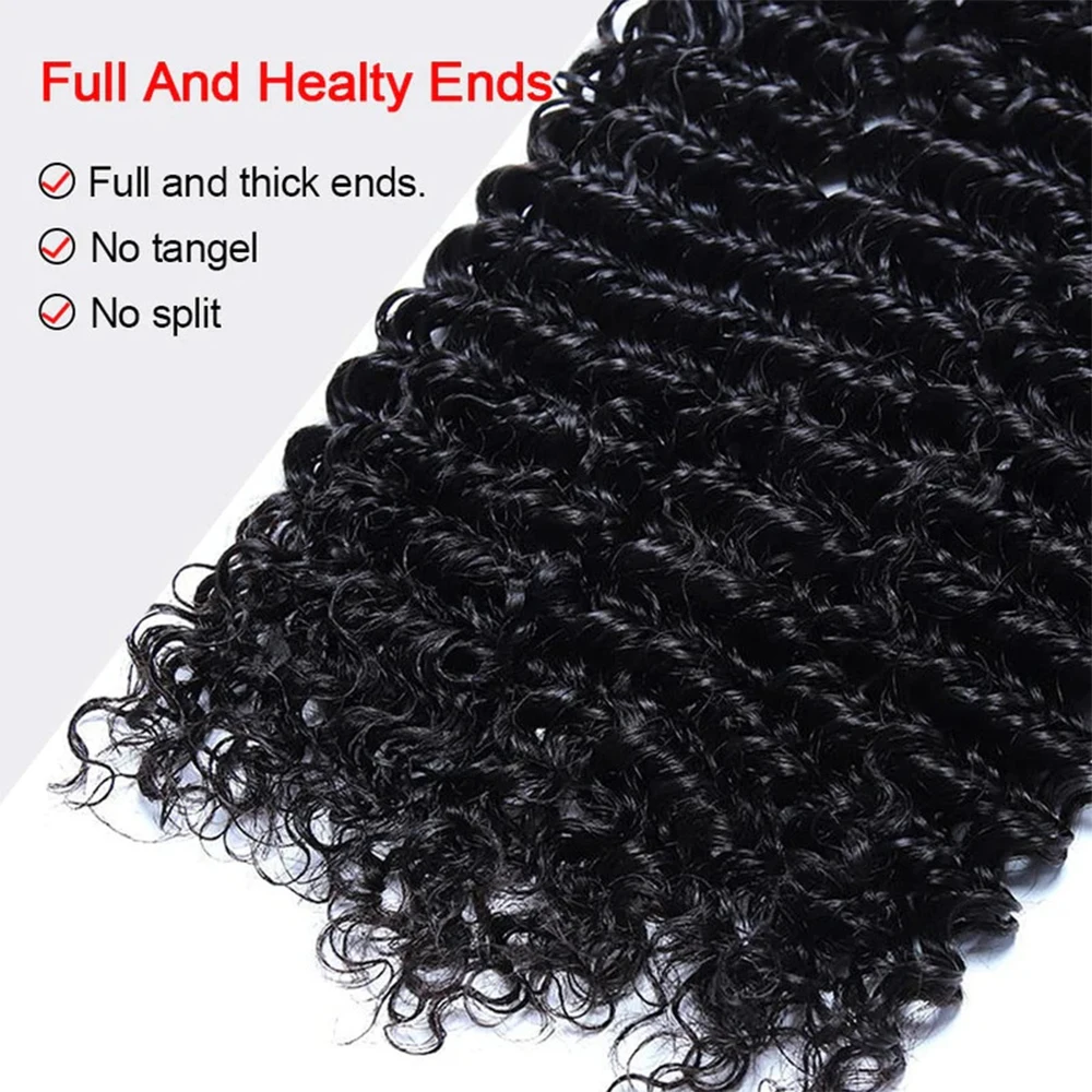 Bundles brésiliens de cheveux humains Deep Wave avec fermeture, cheveux bruts, 100% cheveux humains, extensions de cheveux humains, vrais cheveux humains