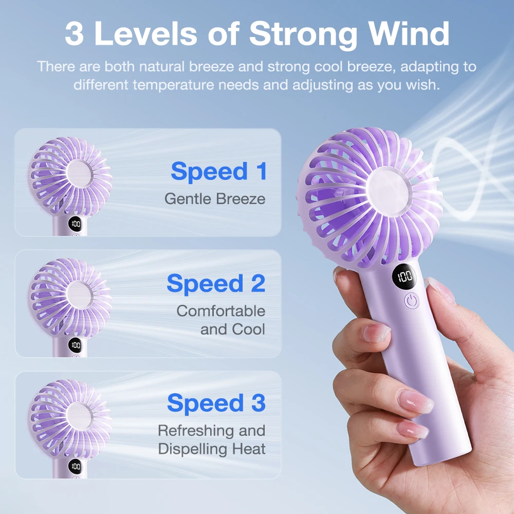 

Мини-портативные вентиляторы Ручной USB перезаряжаемый тихий ручной вентилятор Воздушный охладитель для путешествий на открытом воздухе Светодиодный экран Ручные вентиляторы Вентиляционный вентилятор