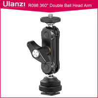 Ulanzi R098 360° Double Ball Heads with Cold Shoe Mount for DSLR Camera with 1/4'' Screw for Monitor Video Light Mic Mount