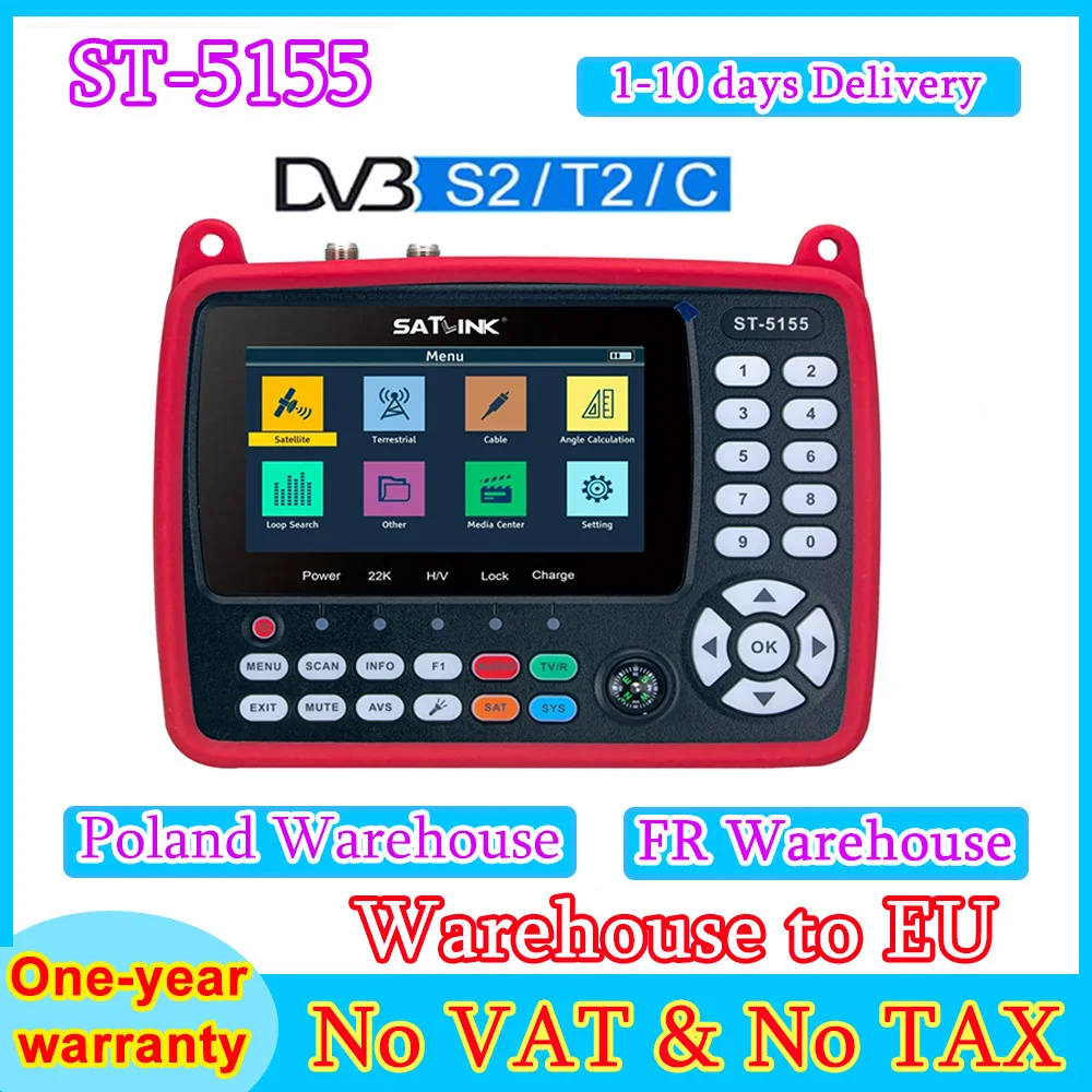 Satlink ST-5155 DVB-S2+DVB-C+ DVB-T2 Combo MPEG4 HD H.265, détecteur de satellite, prend en charge QPSK, 8PSK, 16PSK