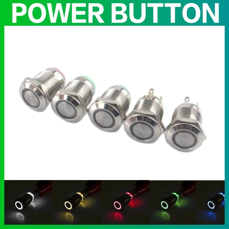 STONEGO Auto Computer 12mm Momentary Angel Eye Aluminium Metall LED Power Push Button Schalter Selbst-reset Metall Schalter normalerweise