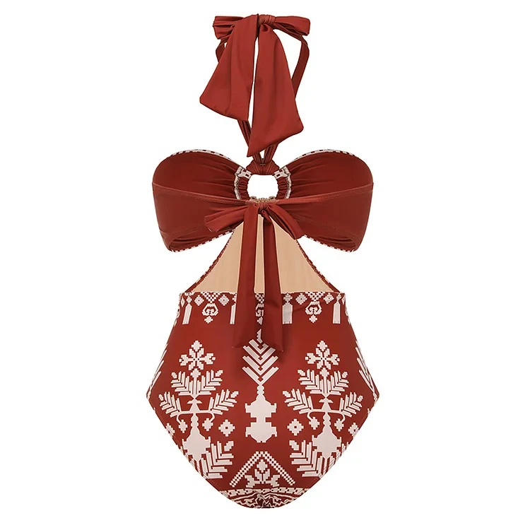 2024 ethnographic style Pattern Printed One Piece Swimsuit Swimwear Bikini Set Women Beachwear Luxury Bathing Suit