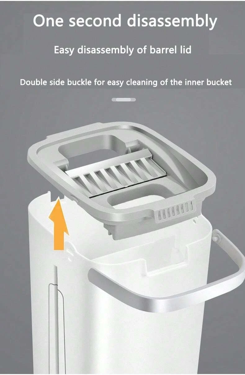 UNTIOR Hand Free Flat Floor Mop Bucket Set For Professional Home Floor Cleaning System With Washable Microfiber Pads