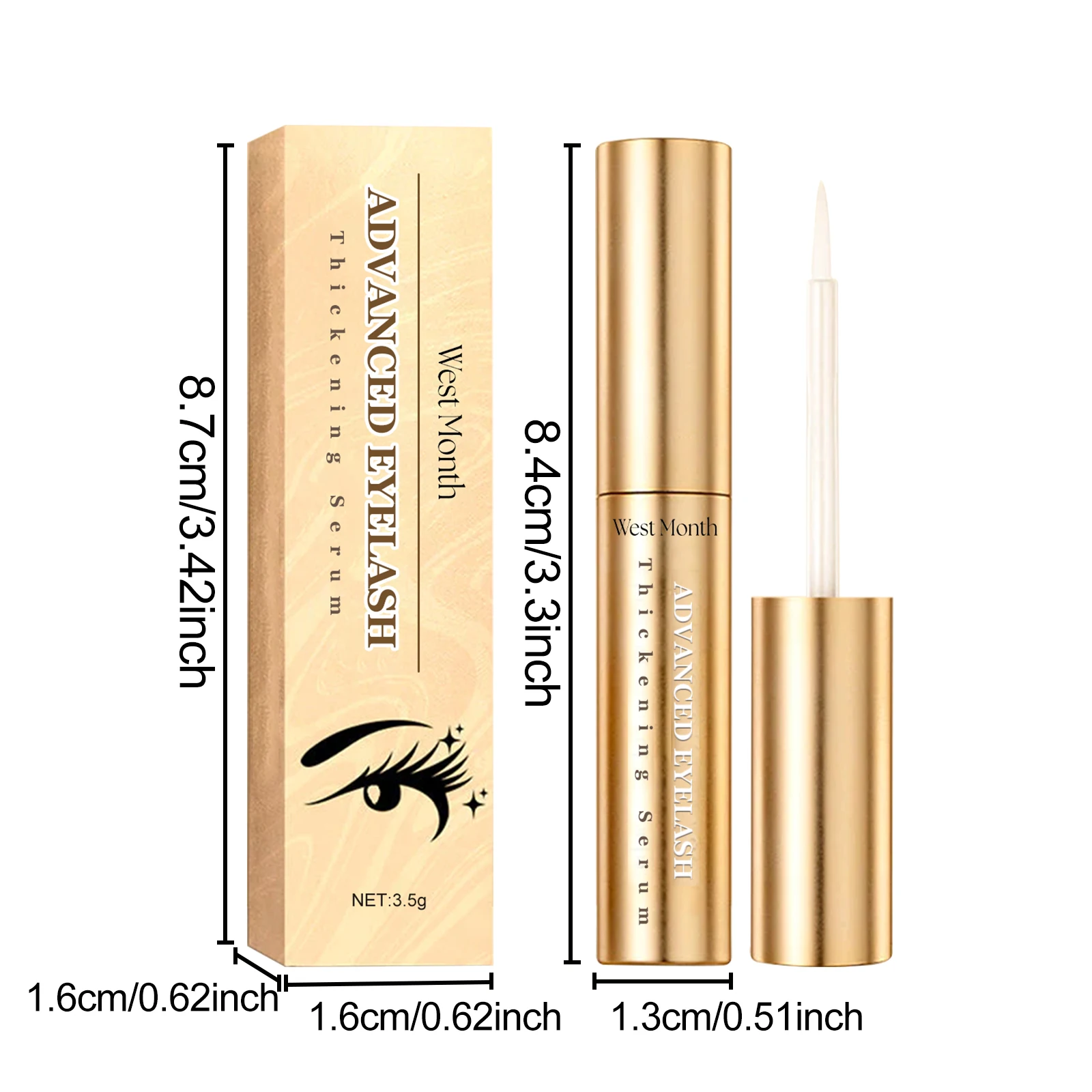 West&Month 3.5g Serum na Porost Rzęs, Wzmacniacz Rzęs, Wydłużający Makijaż, Zagęszczający Brwi, Odżywczy, Naturalne Rzęsy, Serum Podkręcające