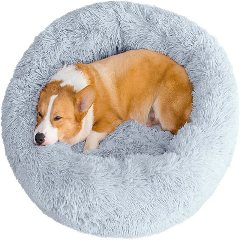 40-110 cm rond huisdierbed voor groot hondenbed Superzacht kattenbed Lang pluche hondenhuis voor middelgrote hondenhok Winter Warm slapen - afbeelding 2