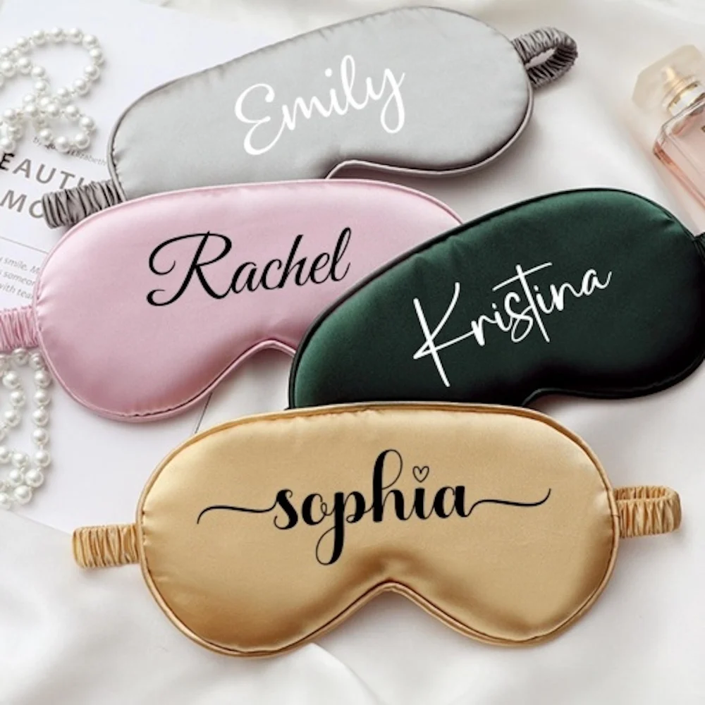 Personalized Bridesmaids Sleep Mask Custom Satin Eye Mask Bachelorette Party eye Mask Bridal Shower Gifts Bride Sleepover Gift