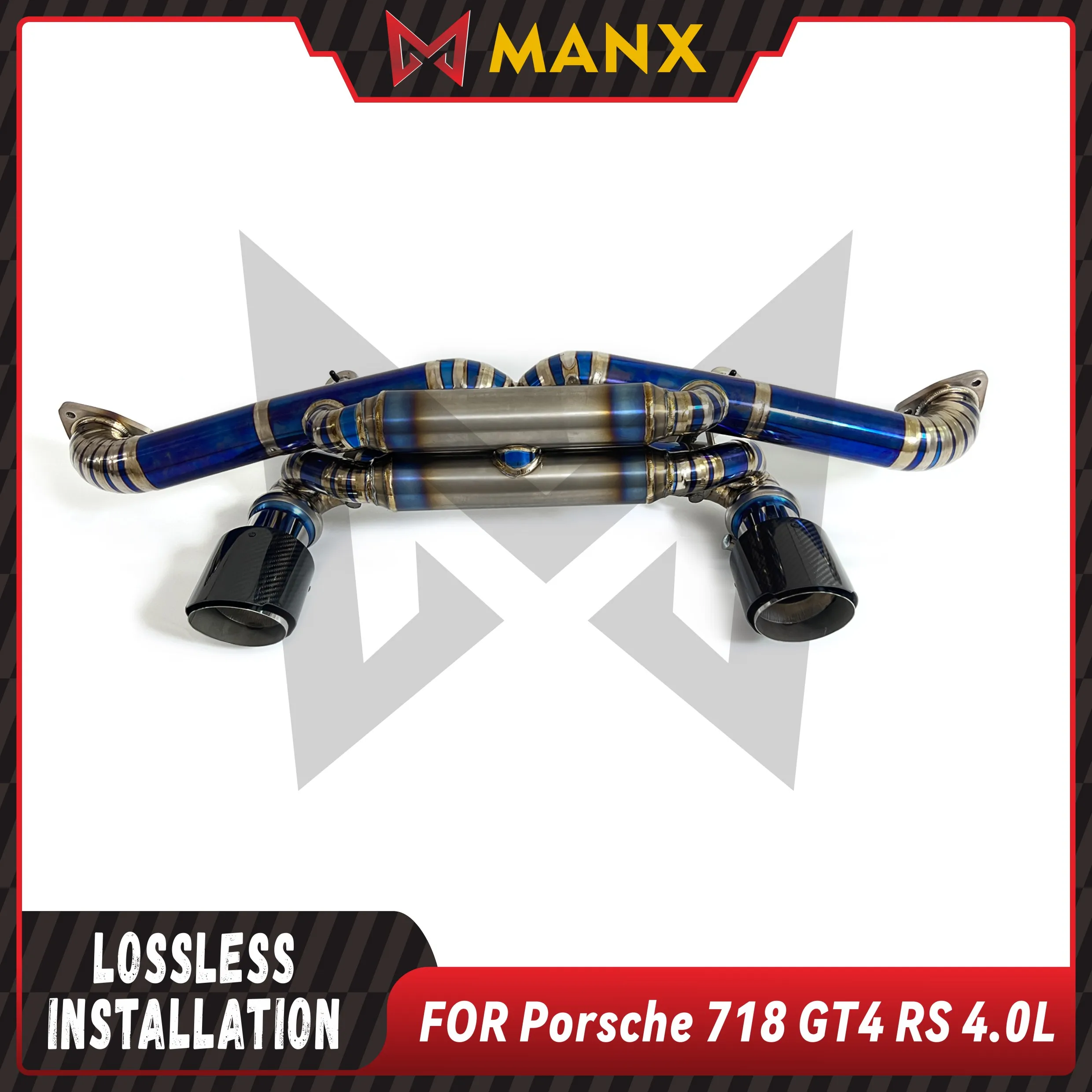 

Suitable for Porsche 718 GT4 RS 4.0L Ti alloy bluing Catback Muffler With Valve with tips Performance exhaust system