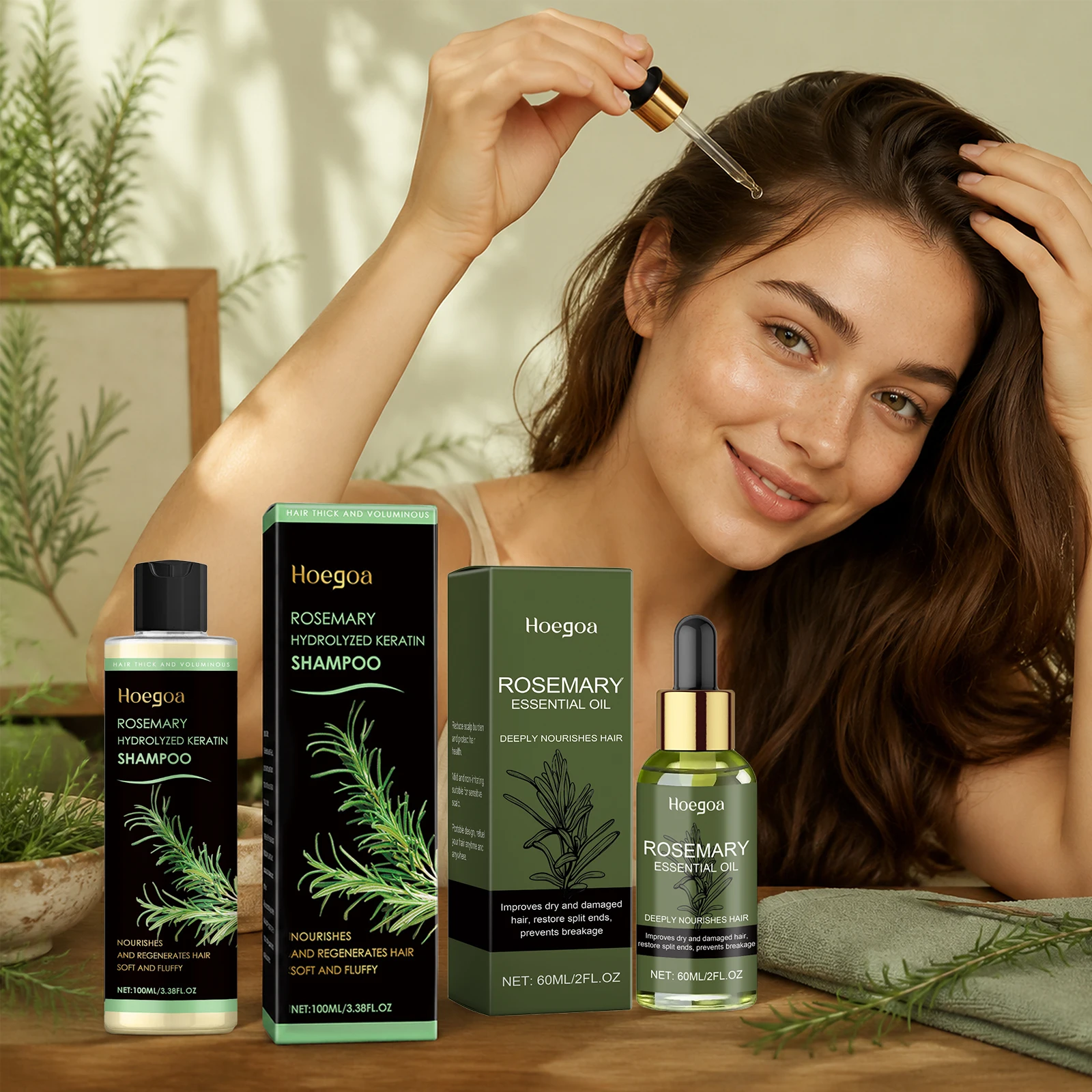 Hair Care Natural Products - Rosemary Hair Care Set Relieve Scalp
