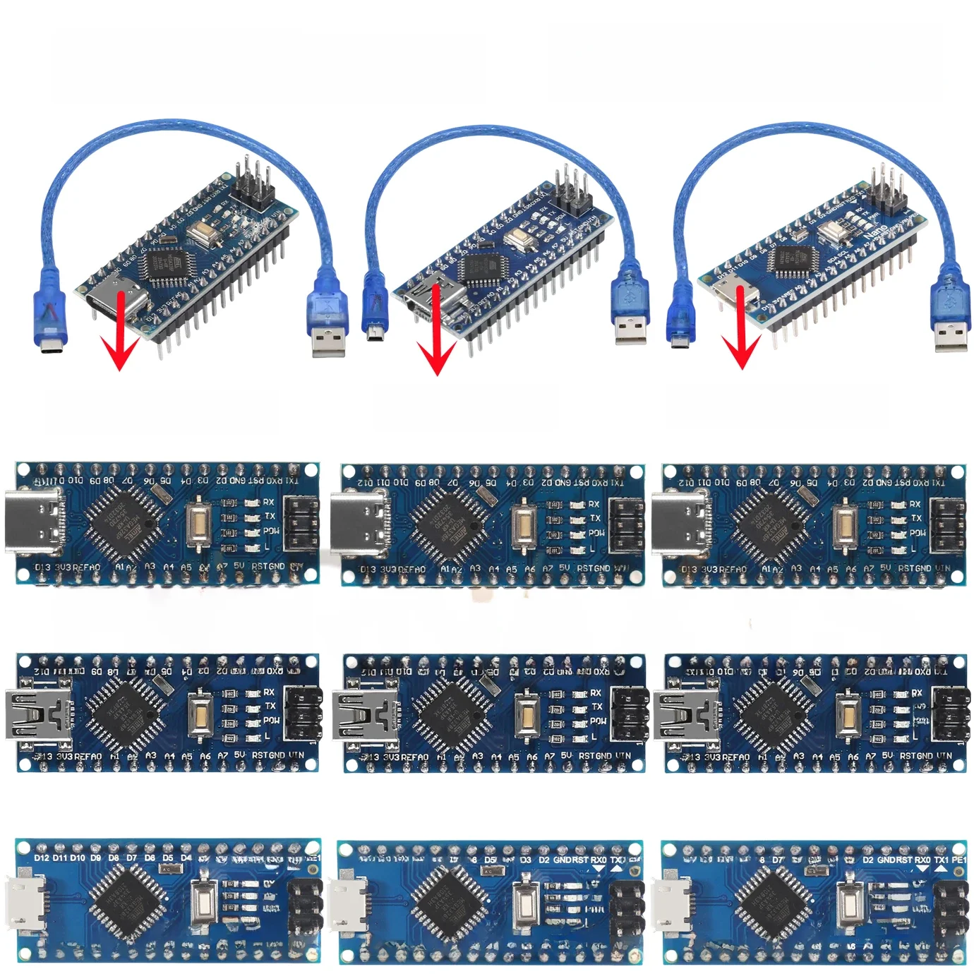 1-10 szt. Nano V3.0 Atmega328 328p Kontroler Kompatybilny Moduł Płytka Rozwojowa PCB MINI/TYPE-C/MICRO USB NANO 3.0 — zdjęcie produktu 7