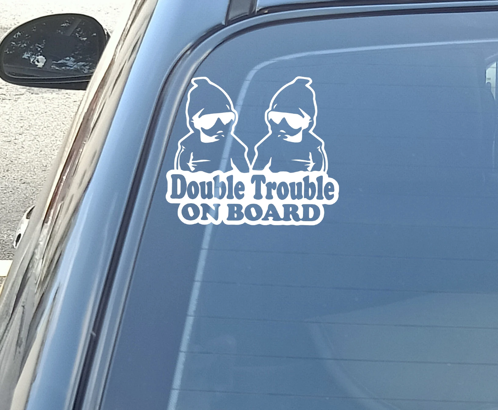 Die Cut Vinyl Sticker Decals Double Trouble on Board Car Window  Retrofit Accessories Twin Stickers Waterproof and Sun-resistant