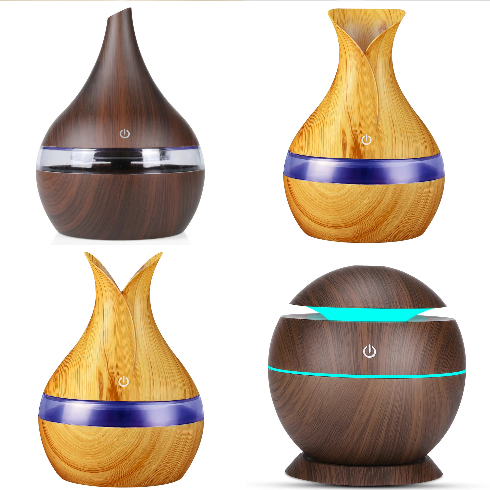 

Electric Air Humidifier Wood Grain Essential Oil Diffuser Portable Ultrasonic Aromatherapy USB Mini Mist Maker LED Light For Hom