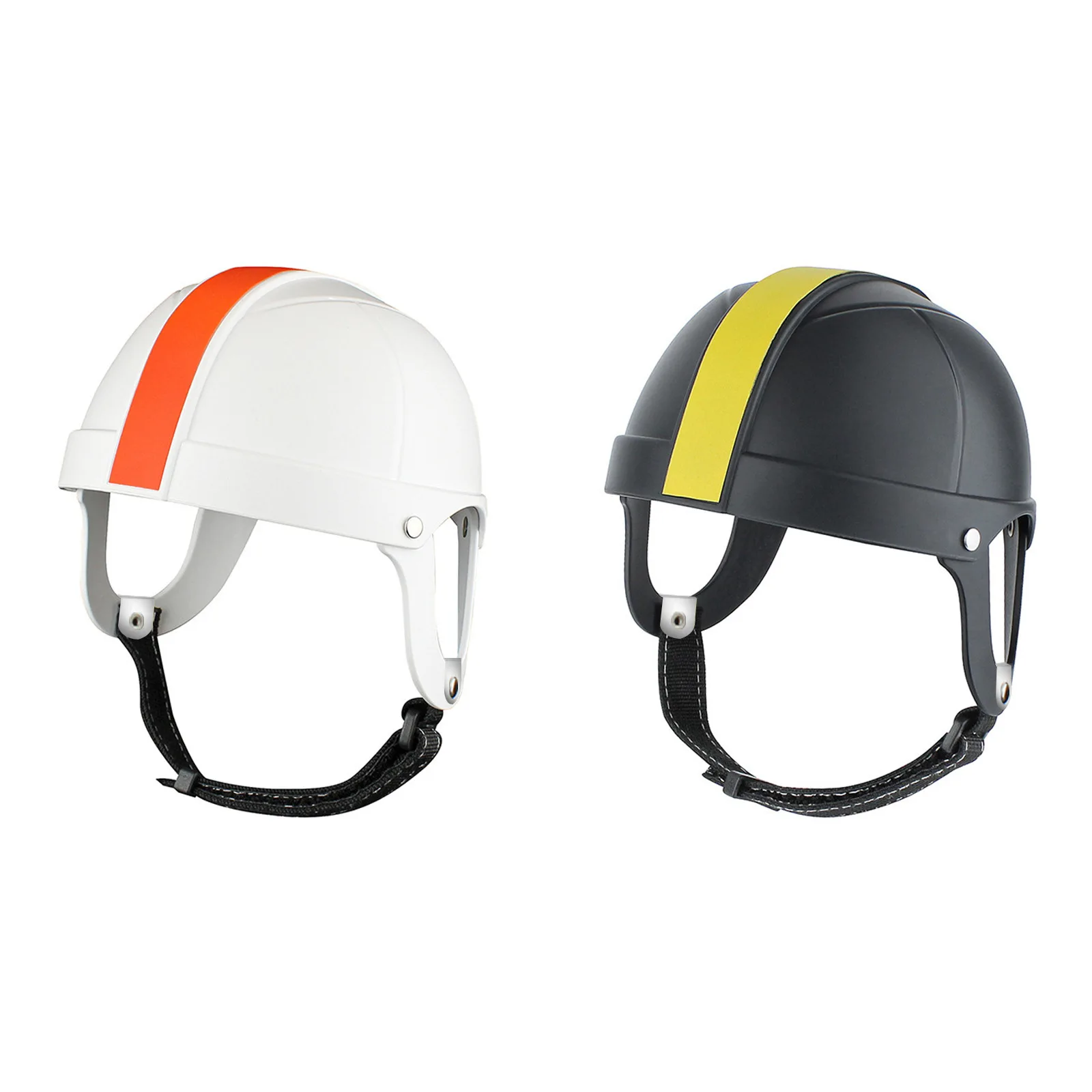

Pet Helmet with Racing Stripe – Lightweight Protective Headgear for Small Dogs & Cats, Adjustable Strap