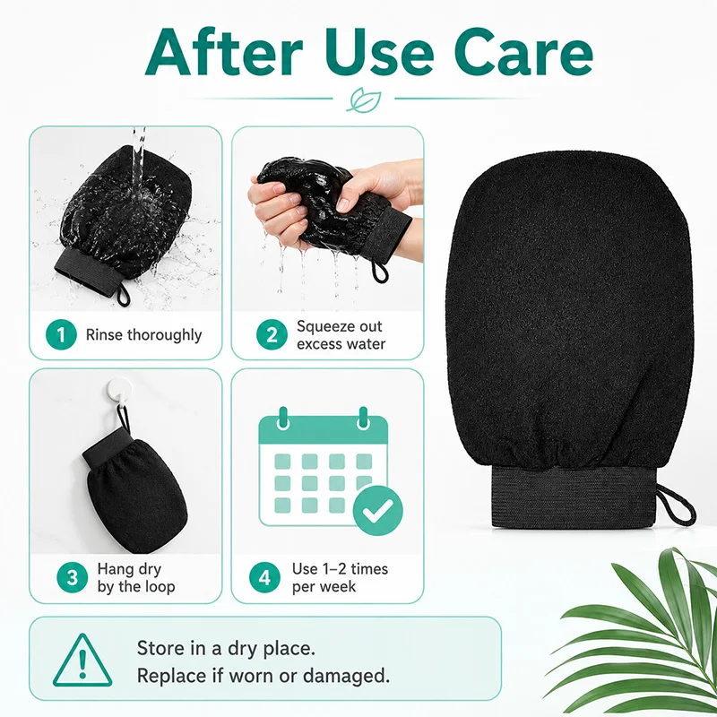 Black Exfoliating Kessa Bath Mitt Body Scrub Glove Dead Skin Remover Shower Peeling Glove view 5