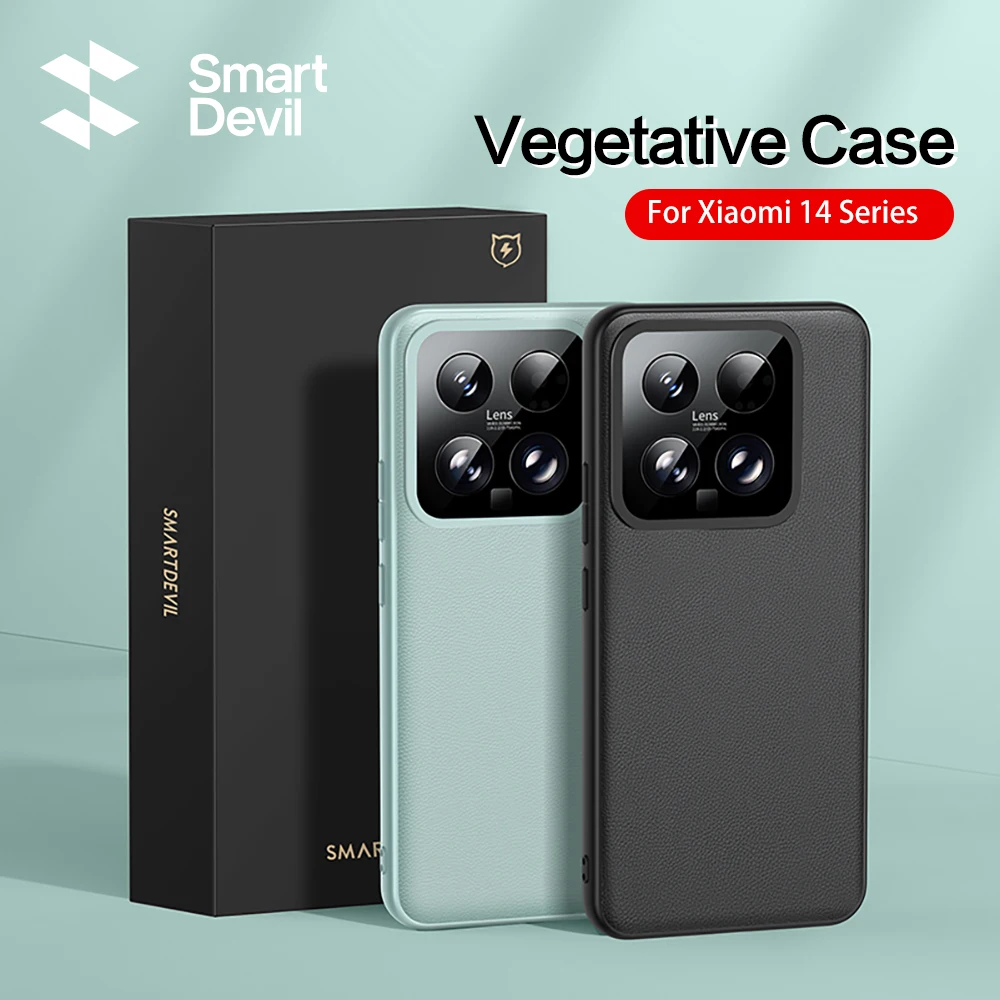 

Оригинальный кожаный чехол SmartDevil для телефона Xiaomi 14, простой кожаный чехол для камеры, Защитный Объектив, защитная задняя крышка, подушка безопасности