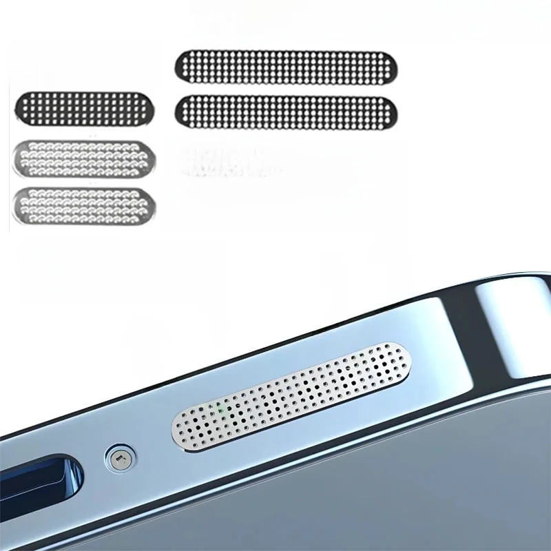Filet autocollant Anti-poussière en métal, 16 à 1 pièce, pour IPhone 17 16 15 Pro Max 16 Plus, trou de haut-parleur, Anti-poussière, maille métallique, couvercle universel