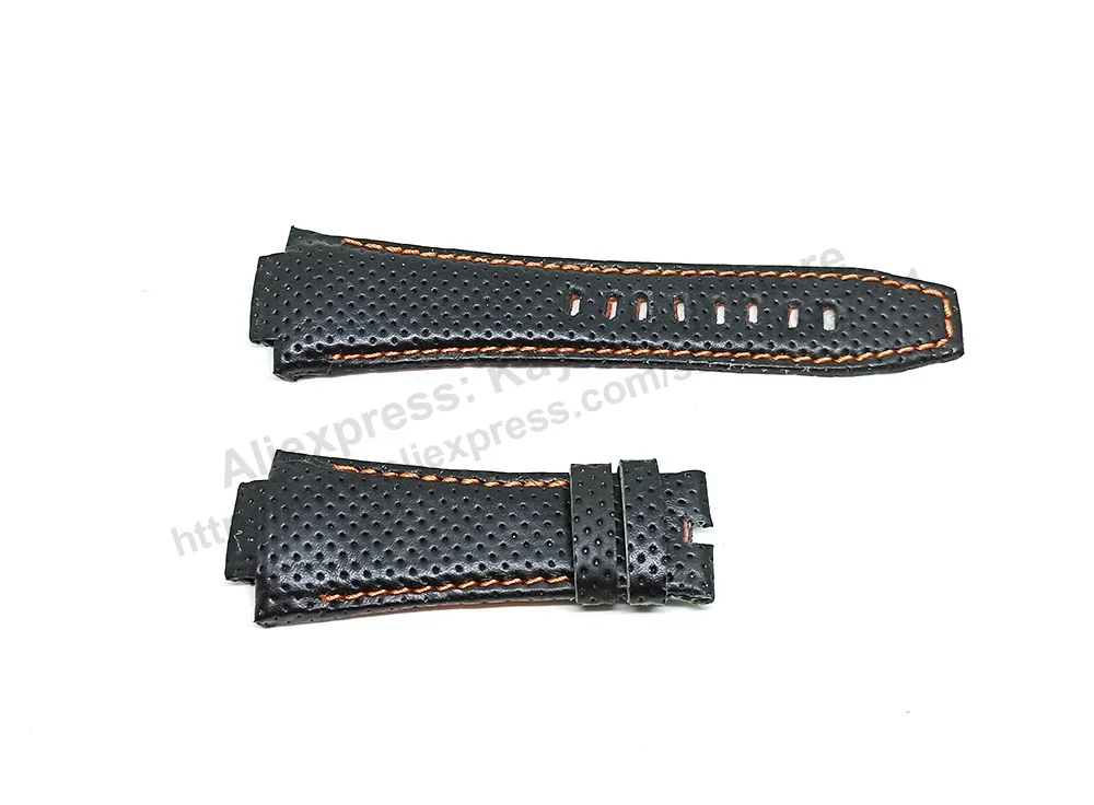 15mm Handmade Black Leather Watch Band Strap fits with Seiko Sportura 7T62-0ED0 - SNA481P1 , SNA453P1 , SNA595P2 , SNA633P1