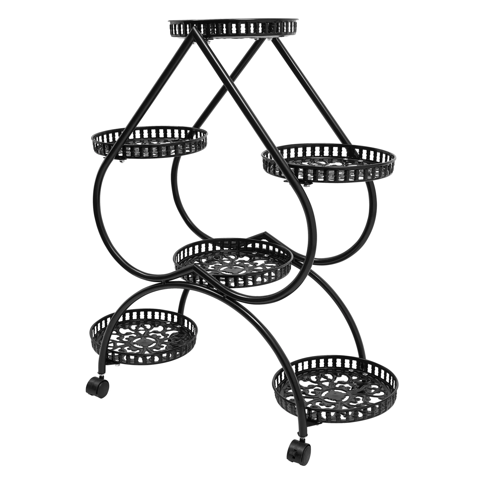 6 Potted Plant Stand, 4 Tier Plant Stand, Heart Flower Pot Stand for Breeding and Displaying Flowers, Plants Black Iron Office