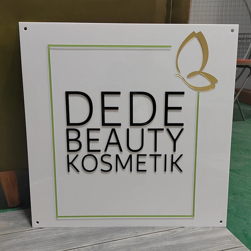 Custom Business Sign 3D Laser Cut Acrylic Logo Beauty Salon Lash Nails Hair Studio Wall Art Decor Signage with Stand-off Screws