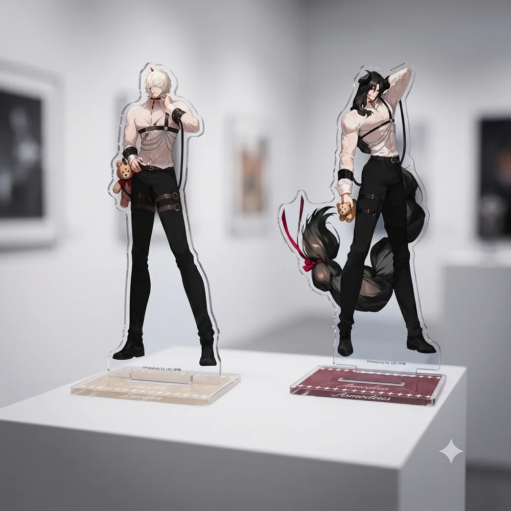 Anime What in Hell Is Bad Acrylic Stand Set Satan Mammon Leviathan Chibi Figure Corset Suit Itabag Decor Fans Gift Keychain