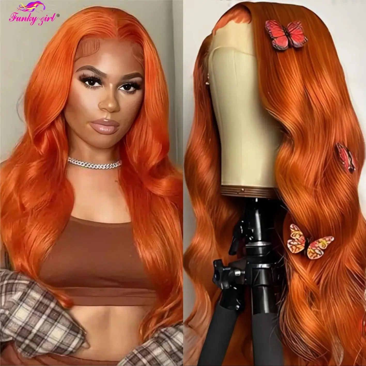 

Ginger 350 Wigs Human Hair 26inches Ginger Orange 13x6 Lace Front Wigs With Baby Hair Glueless Lace Front Wig for Black Women