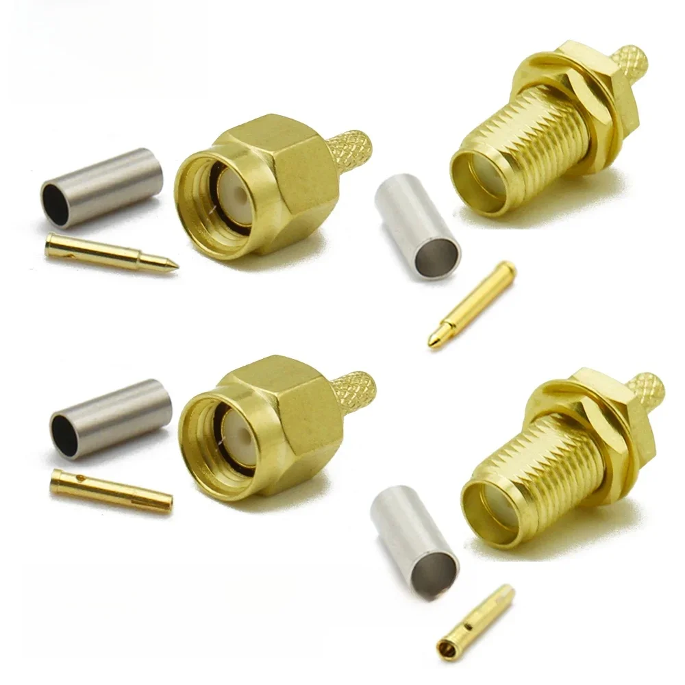 Câble 50-1.5 SMA mâle femelle connecteur droit plaqué or RP-SMA adaptateur de sertissage pour RG178 RG316 RG174 LMR100 vente en gros