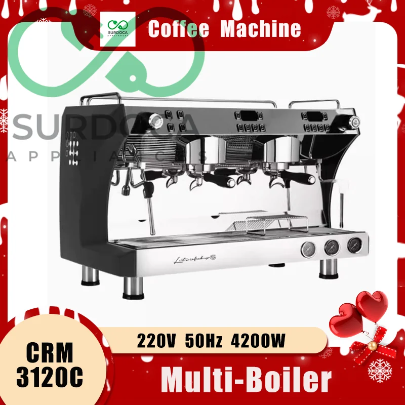 New Gemilai CRM3120C Best 2 Group Semi Automatic Commercial Espresso Coffee Machine For Shops And Cafeteras