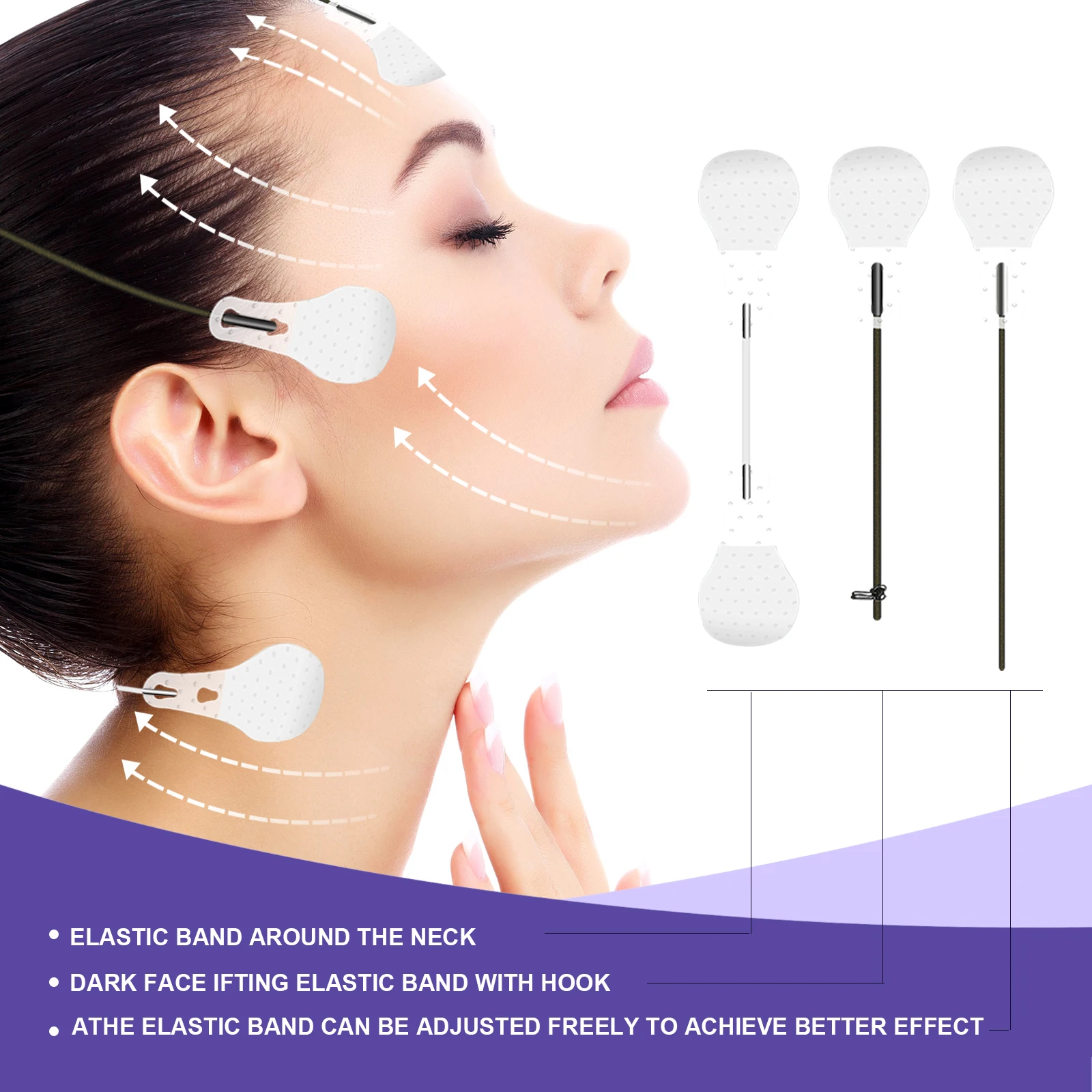 Eelhoe 40pcs Face Lift Patches Invisible V-Shape Lift Sticker Tighten Neck Chin Face Contours Firming Smoothing Wrinkle Lifting