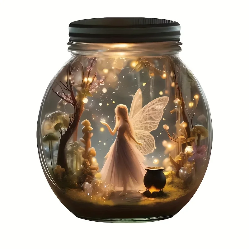 Boho Fairy Solar Jar Hanging Signage Enchanted Forest Themed Acrylic Decor for Living Room Ideal Gift for Fantasy Enthusiasts