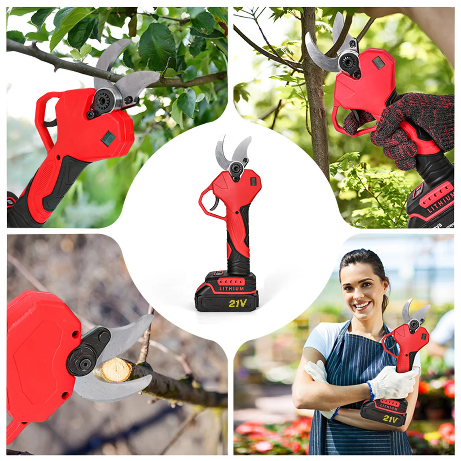 40 مللي متر مقصات التقليم الكهربائية بدون فرش شجرة الفاكهة اللاسلكية بونساي حديقة تشذيب المقصات الكهربائية مناسبة لزيوت البطارية 21 فولت