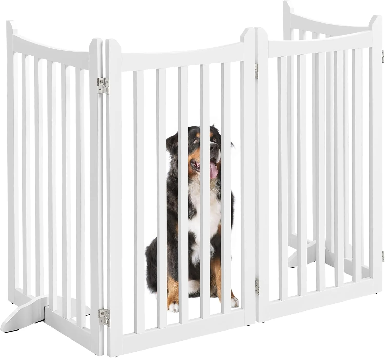 

Dog Fence Indoor 36" Tall 4-Panels Wooden Foldable Dog Gate for Pets with 2 Support Feet Freestanding Pet Barrier for