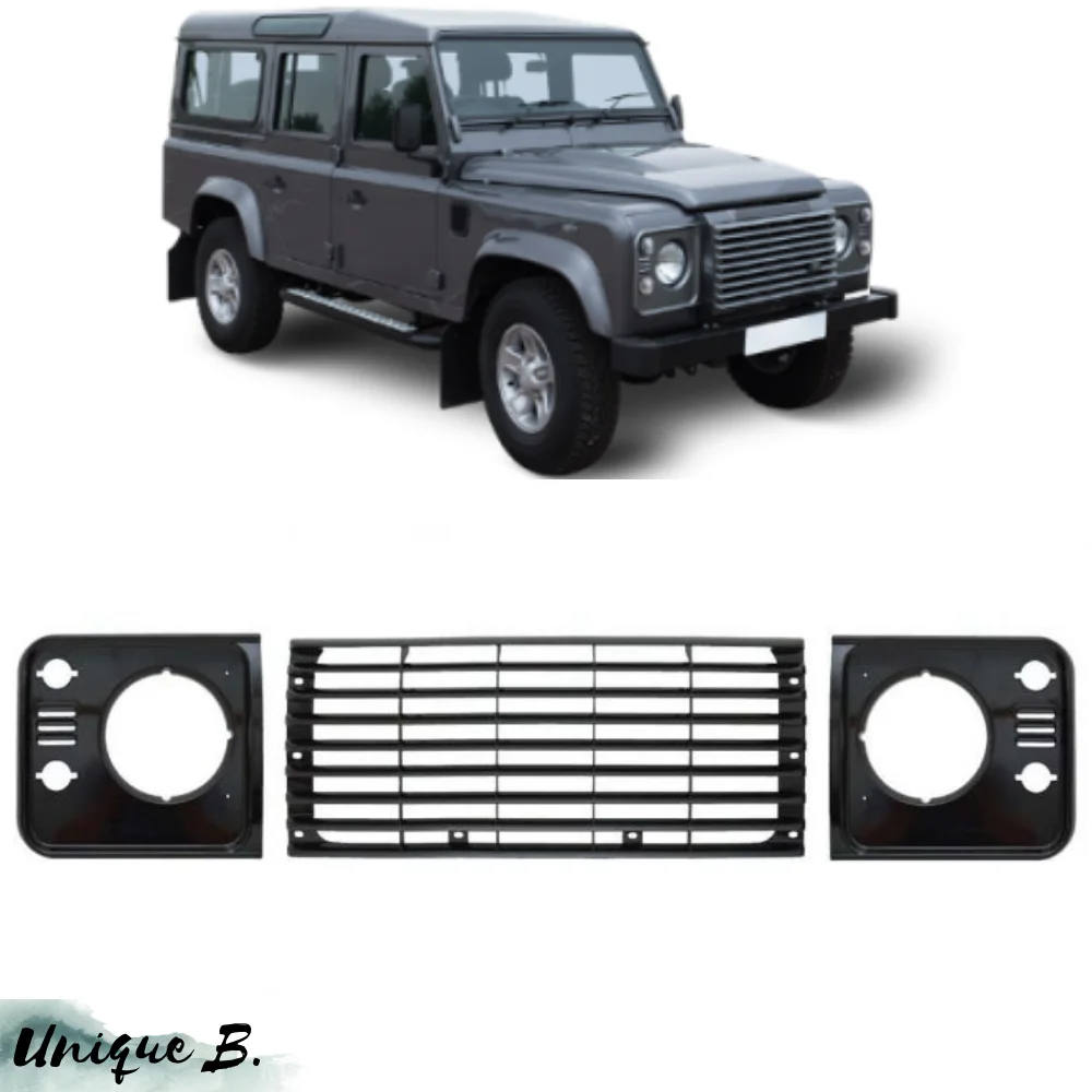 For Land Rover Defender 90 / 110 New Model Grille and Headlamp Finisher Black Right - Left DHH100790 - DHH100780 - ALR8765