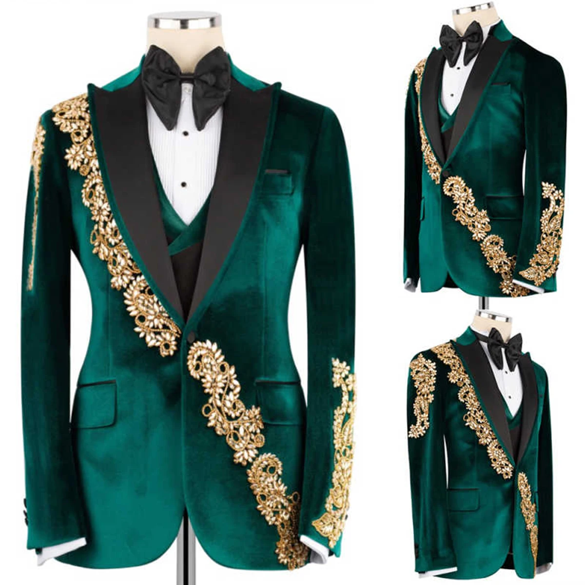 Luxury Diamond Men Suits Slim Fit High End Rhinestone Wedding Tuxedos 2 Pieces Sets Groom Male Blazers Ropa homre Customized