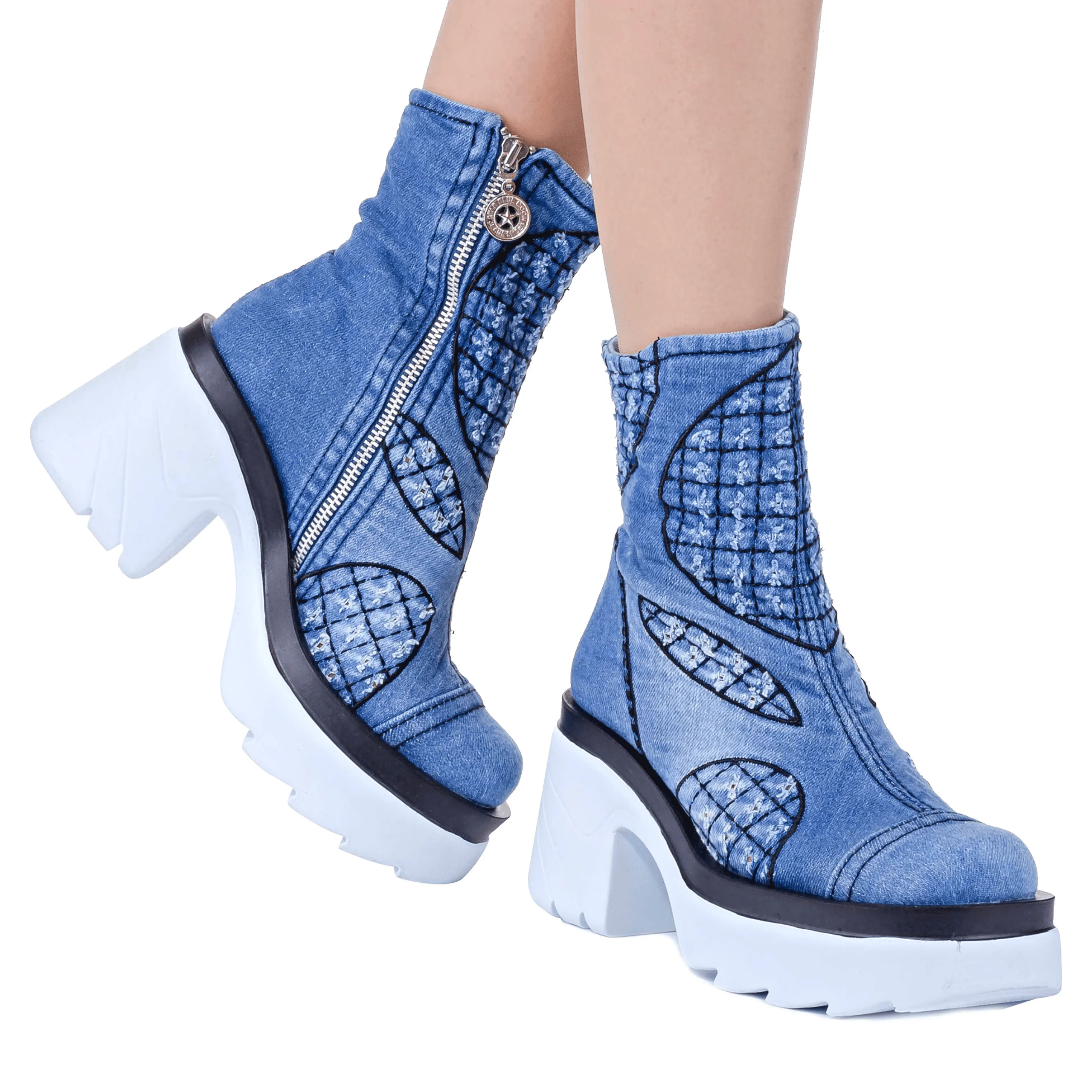 Sapatos de ganga azul denim botas de desporto feminino