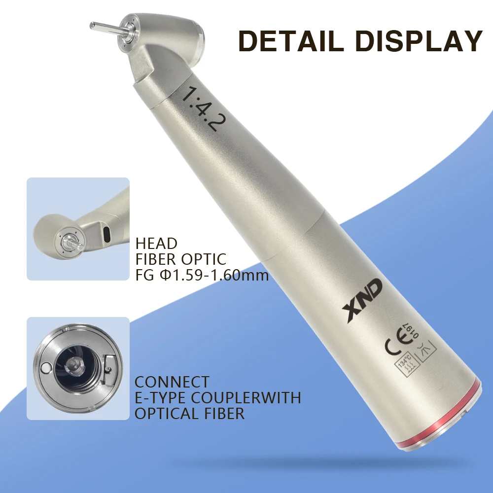 XND Dental bezszczotkowy silnik światłowód LED zestaw rączki 1:5 czerwony pierścień 1:4.2 zwiększający prędkość 1:1 pod kątem 1:1 prostym nosem