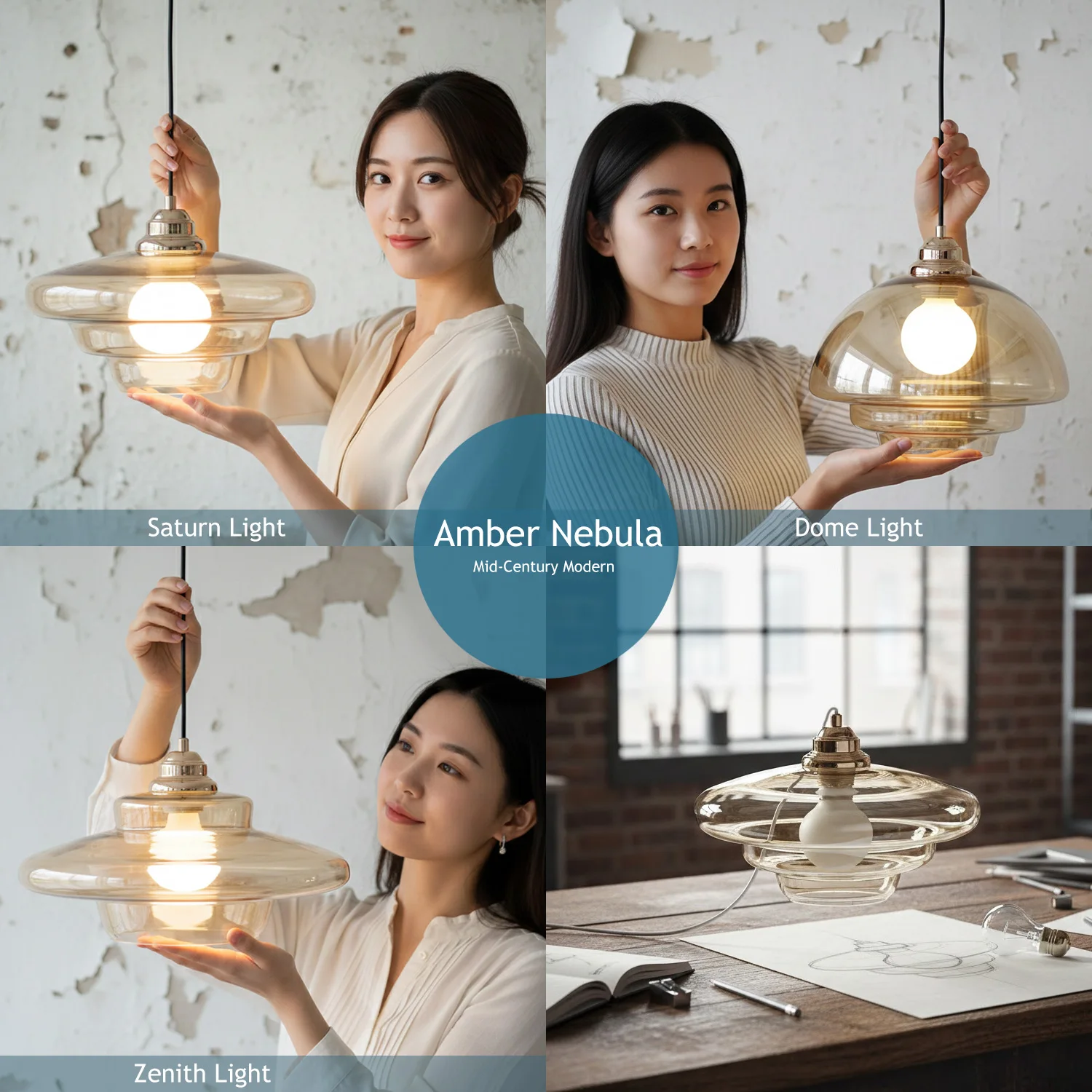 Caren Lighting Art deco Glass Cognac Pendant Light stunning fusion retro lamp charm modern elegance Minimalist aesthetic