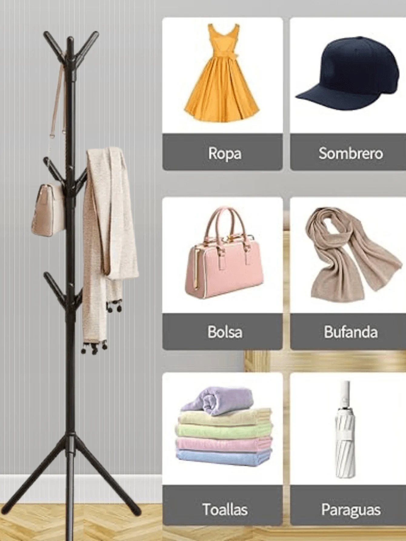 رف معطف قائم على الأرض من Taoduomi Sc12 منظمات معدنية قابلة للإزالة