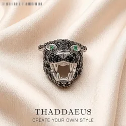 Beads Leopard Panther New Solid 925 Sterling Silver Charm Europe Jewelry Rebel Street Gift For Women & Men
