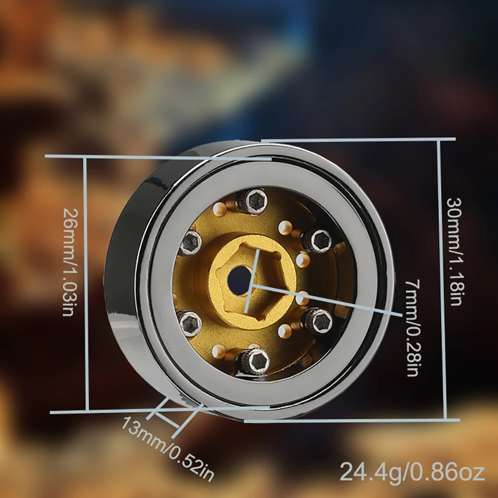 DJ 1/24 cerchio per ruote Beadlock Vintage classico da 1 pollice con adattatore esagonale per AXIAL SCX24 90081 FMS FCX24 RC accessori per l'aggiornamento dell'auto