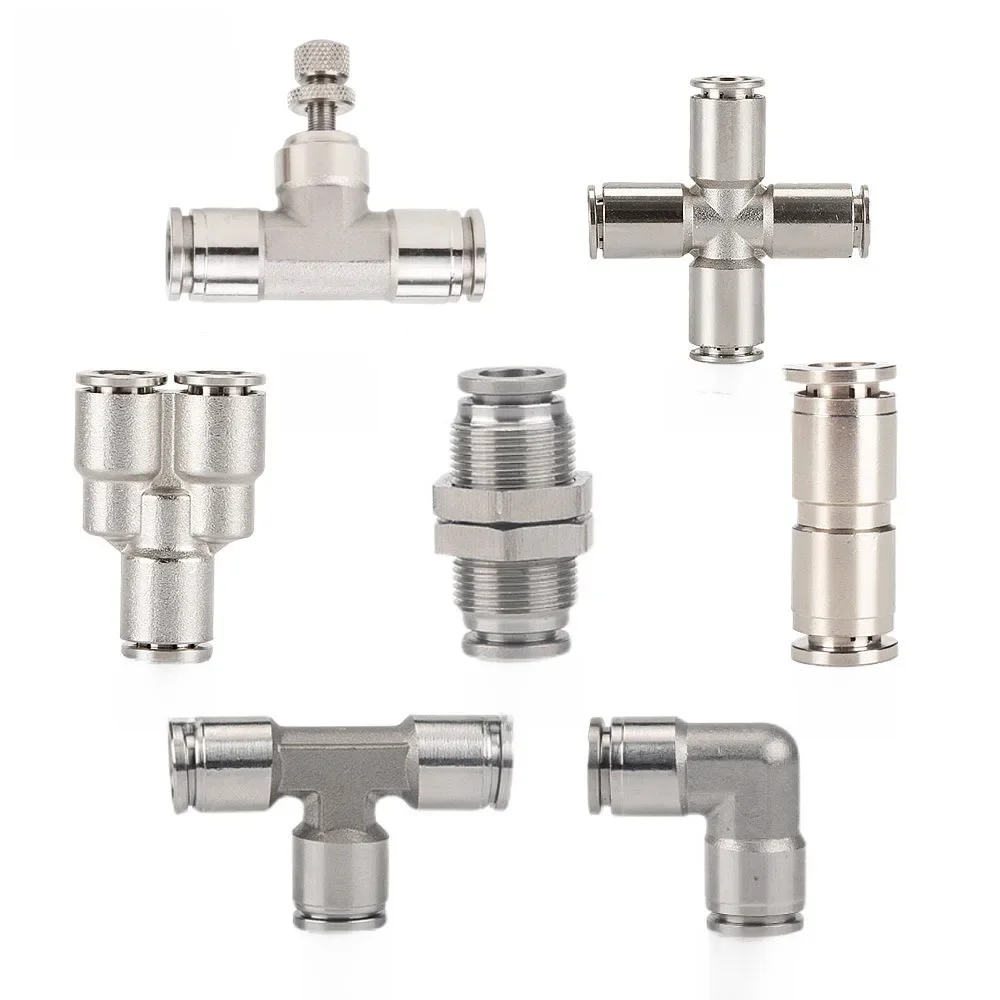 PU PV PE PY PZA SA PM 304 acier inoxydable métal pneumatique raccord rapide 4 6 8 10 12 14 16mm connecteur de tuyau d'air enfichable