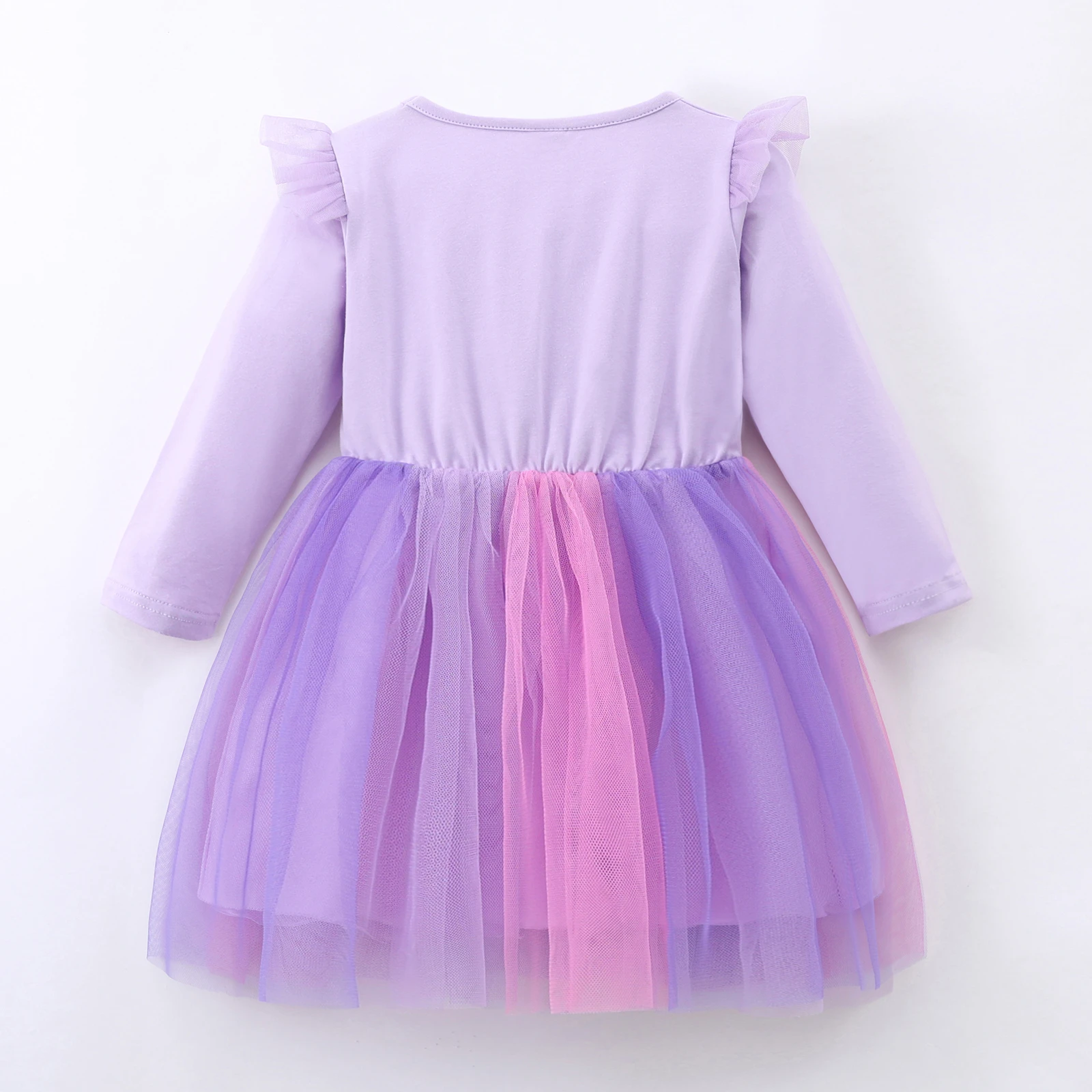 Kids Girls Long Sleeved Tutu Dress Unicorn Embroidery Colorful Dress Spring Winter Party Dress