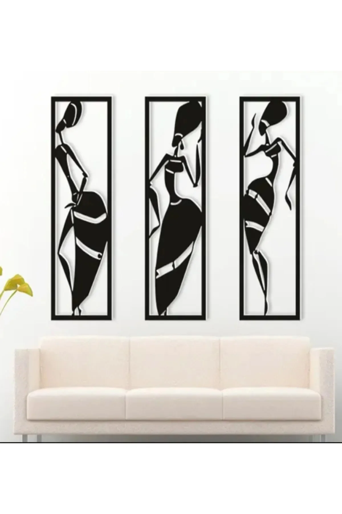 African Women Wood Laser Cut Wall Painting Set Decor Product Wooden room home decor art painting